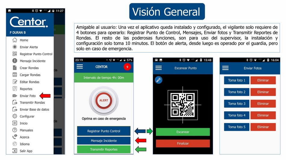Interfaz móvil del control de rondas Ares QR G